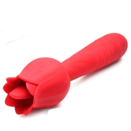 vibrador rosa con mango Vibrador con rosa estimuladora