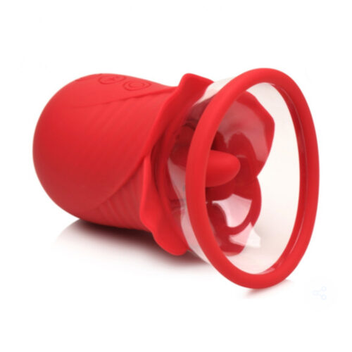 Rosa con lengua vibradora y bomba de vacío