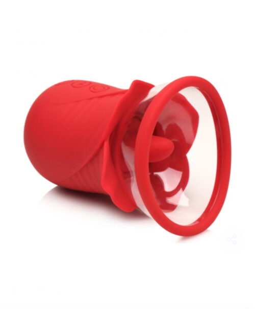 Rosa con lengua vibradora y bomba de vacío